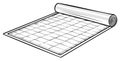 Unrolled Gridded Pattern Mat Design with Rolled Top Edge in Black and White Vector Illustration Royalty Free Stock Photo