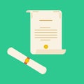 Unrolled and rolled diploma paper icon Royalty Free Stock Photo