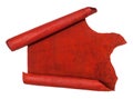 Unrolled scroll from red hide isolated on white Royalty Free Stock Photo