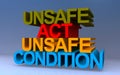 unsafe act unsafe condition on blue Royalty Free Stock Photo
