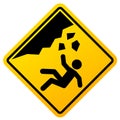 Unsafe area warning sign, falling rocks danger Royalty Free Stock Photo