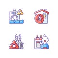 Unsafe home situations RGB color icons set