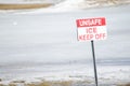 Unsafe Ice - Keep Off Sign Royalty Free Stock Photo