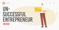 Unseccessful Entrepreneur Landing Page Template. Loser, Stupid Employee Confused Male Character Holding Banner Royalty Free Stock Photo