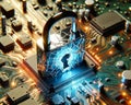 Unsecure Internet Surfing Passwords Unprotected Codes Microchip Circuit Board Electronics Online Unsafe AI Generated