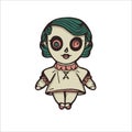 Creepy halloween doll with green hair Royalty Free Stock Photo