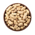 Unshelled peanuts in a bowl isolated on the white background. File contains clipping path Royalty Free Stock Photo