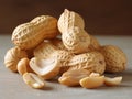 unshelled peanuts close up