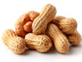 unshelled peanuts on white background