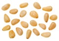 Unshelled pine nuts, food background Royalty Free Stock Photo