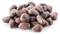 Unshelled pine nuts on the white background. Organic food Royalty Free Stock Photo