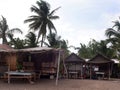 Unsightly abandoned resort bamboo and wooden cottages left untended by the owners Royalty Free Stock Photo