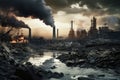 Unsightly Industry factory pollution. Generate Ai