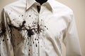 Unsightly Pen and stain of black ink on white shirt. Generate AI