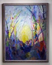 Unsigned colorful painting in the Terry and Robert Rowling Chapel at UTSW Clements University Hospital in Dallas, Texas.