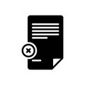 Black solid icon for Unsigned, paper and document Royalty Free Stock Photo