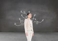 Unsmiling asian businesswoman walking Royalty Free Stock Photo