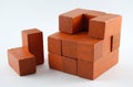 Unsolved light brown 3D cube wooden puzzle Royalty Free Stock Photo