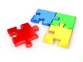 Unsolved puzzle from blue, red, green and yellow Royalty Free Stock Photo