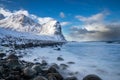 Unstad Beach at the Lofoten Islands in Norway Royalty Free Stock Photo