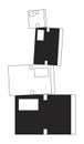 Unsteady pile of cardboard boxes black and white 2D line cartoon object