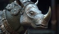 With unstoppable force and impenetrable defense, anthropomorphic rhinoceros charges in military armor. Creating using
