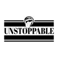 Unstoppable. Vector poster with hand drawn illustration of human mouth with tongue .