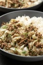 Unstuffed cabbage roll with ground beef, rice and vegetables. Royalty Free Stock Photo