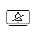 Black line icon for Unsubscribe, application and bell