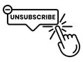 Unsubscribe message / mail button - line art icon for the apps or website