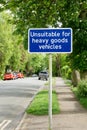 Unsuitable for heavy goods vehicles sign Royalty Free Stock Photo