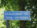 unsuitable for long vehicles traffic sign