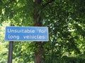 unsuitable for long vehicles traffic sign Royalty Free Stock Photo