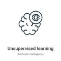 Unsupervised learning outline vector icon. Thin line black unsupervised learning icon, flat vector simple element illustration