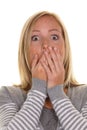 Unsuspecting woman is stunned Royalty Free Stock Photo