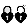 Heart Lock and Unlock Icons â Love, Security and Relationship Concept Illustration Royalty Free Stock Photo