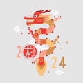 Happy Chinese new year 2024, the year of the dragon zodiac sign.