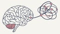Untangling complex thoughts for clarity and problem-solving. vector design Generative AI Royalty Free Stock Photo