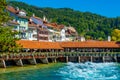 Untere Schleuse covered bridge in Swiss town Thun