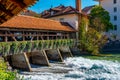 Untere Schleuse covered bridge in Swiss town Thun