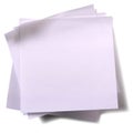 Untidy collection several white sticky post notes isolated