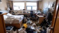 Untidy Lifestyle, Messiness and Clutter of Teenage Living Room, Generative AI