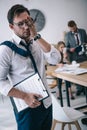 untidy overworked businessman with contract Royalty Free Stock Photo