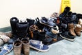 An untidy pile of boots