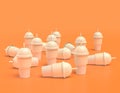 Untidy scattered slurpee cups white plastic slurpy caffee container in yellow orange background, flat colors, single color, 3d