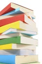 Book stack, tall, isolated white background Royalty Free Stock Photo