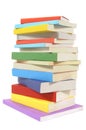 Books, untidy pile or stack, isolated on white background, vertical Royalty Free Stock Photo