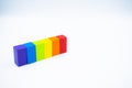 Untidy variety colorful blocks  rainbow toy block LGBTQ block with white background Royalty Free Stock Photo