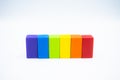 Untidy variety colorful blocks  rainbow toy block LGBTQ block with white background Royalty Free Stock Photo