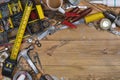 Untidy Workbench - Old Tools - Space for Text Royalty Free Stock Photo